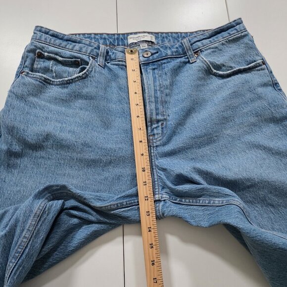 Abercrombie & Fitch Curve Love Jean Women 33 / 16R Blue High Rise Cotton Stretch - Picture 6 of 16